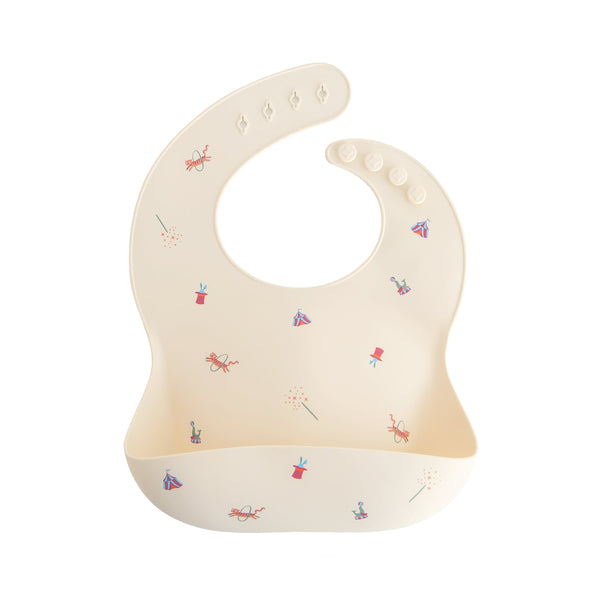 Mushie Silicone Baby Bib Adjustable Neck Strap Deep Pocket