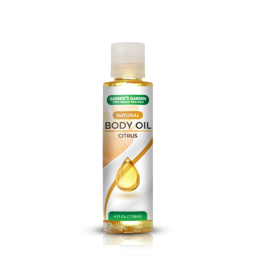 Natural body oil for babies in a sleek bottle, angled view showcasing its gentle formula and soothing properties.