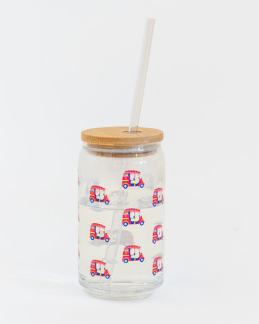 Pink Auto Glass Tumbler – A Bold, Playful Sip of Culture
