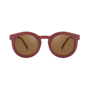 Classic sustainable sunglasses for kids aged 3-8, plant-based, bendable, polarized, angled view.