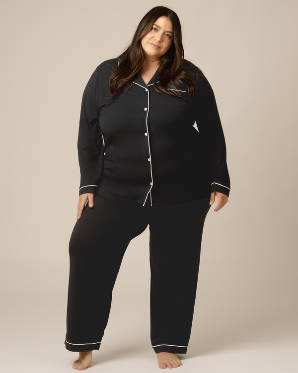 Clea Bamboo Long Sleeve Pajama Set | Black - MOOGCO Baby