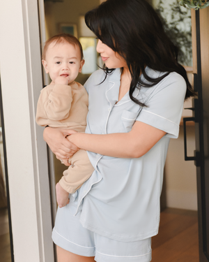 Clea Bamboo Short Sleeve Pajama Set | Mist - MOOGCO Baby