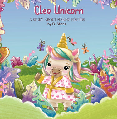 Cleo Unicorn Board Book for babies, featuring colorful illustrations and engaging stories for early learning.