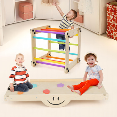 Climbing Triangle Ladder Toy Indoor Jungle Gym with Reversible Ramp