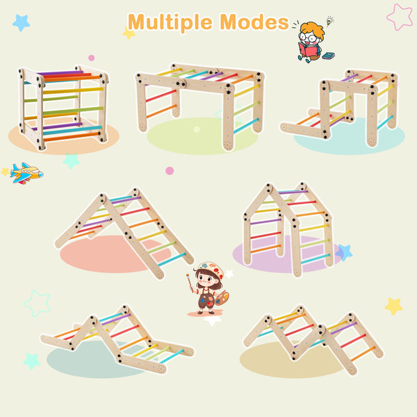 Climbing Triangle Ladder Toy Indoor Jungle Gym with Reversible Ramp