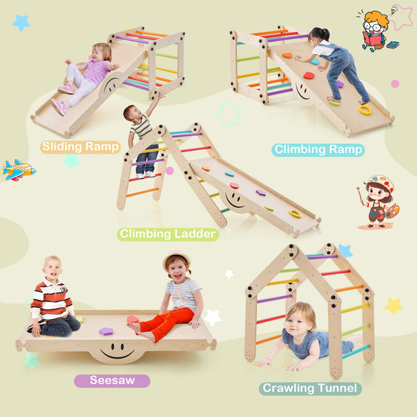 Climbing Triangle Ladder Toy Indoor Jungle Gym with Reversible Ramp