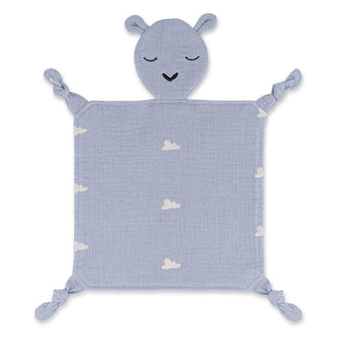 100% Muslin Lovey in Windy design, soft and cozy baby comfort item for soothing and cuddling.