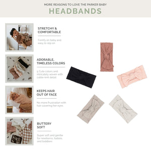 Rosewood Set - Cable Knit Knotted Headbands - 5 Pack