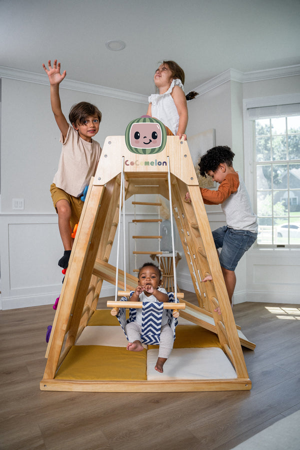 Magnolia Cocomelon 7-in-1 Wooden Indoor Playset – Montessori Climber for Toddlers