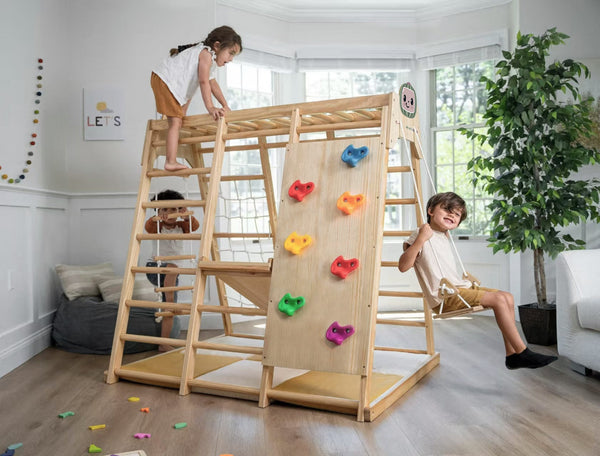 Magnolia Cocomelon 7-in-1 Wooden Indoor Playset – Montessori Climber for Toddlers