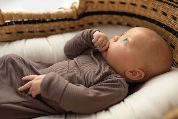 Cocoa Brown Ribbed Knotted Newborn Baby Gown