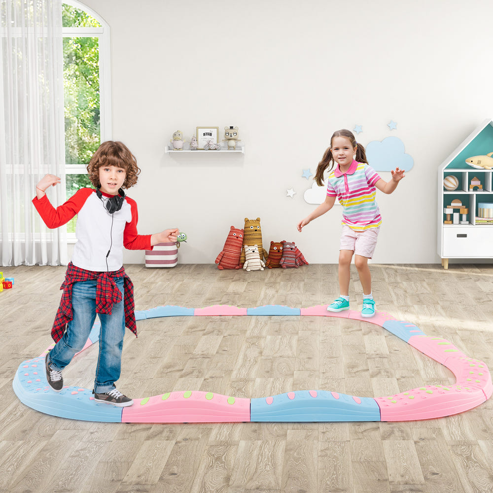 Colorful Kids Wavy Balance Beam with Textured Surface and Non-slip Foot Pads