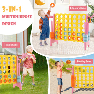 4-in-a-Row Connect Game with Basketball Hoop and Toss Ring