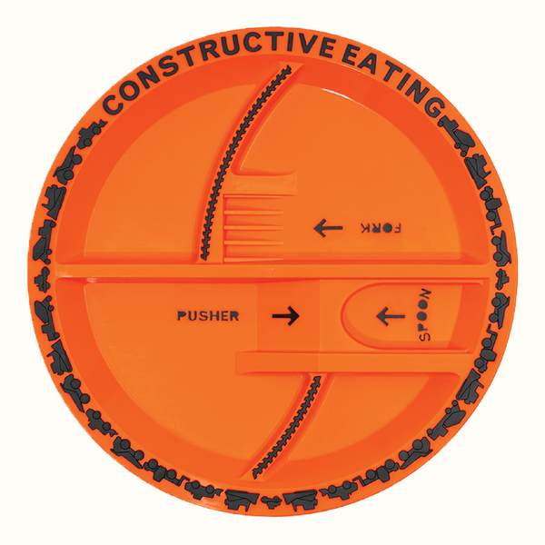 Baby utensil and plate combo for easy feeding, perfect for little hands and mealtime fun. Angle 6 view.