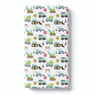 Construction Trucks Fitted Crib Sheet - MOOGCO Baby