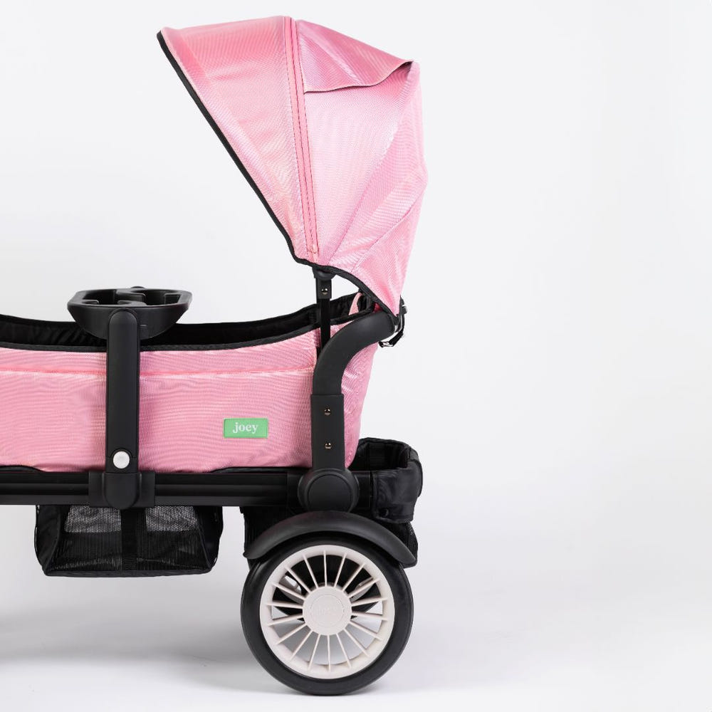 Oversized UV 50+ Retractable Canopy in Cotton Candy Pink for baby strollers.