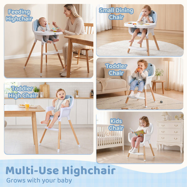 Convertible High Chair with 5-Point Harness for Babies and Toddlers