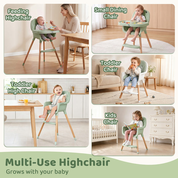 Convertible High Chair with 5-Point Harness for Babies and Toddlers