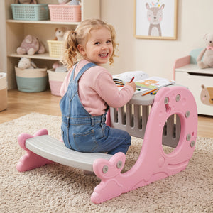 Convertible Kids Activity Table Set Toddler Easel with Erasable Whiteboard