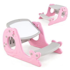 Convertible Kids Activity Table Set Toddler Easel with Erasable Whiteboard