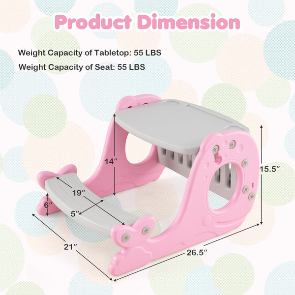 Convertible Kids Activity Table Set Toddler Easel with Erasable Whiteboard