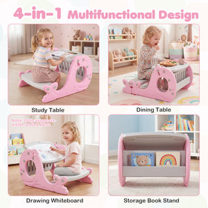 Convertible Kids Activity Table Set Toddler Easel with Erasable Whiteboard