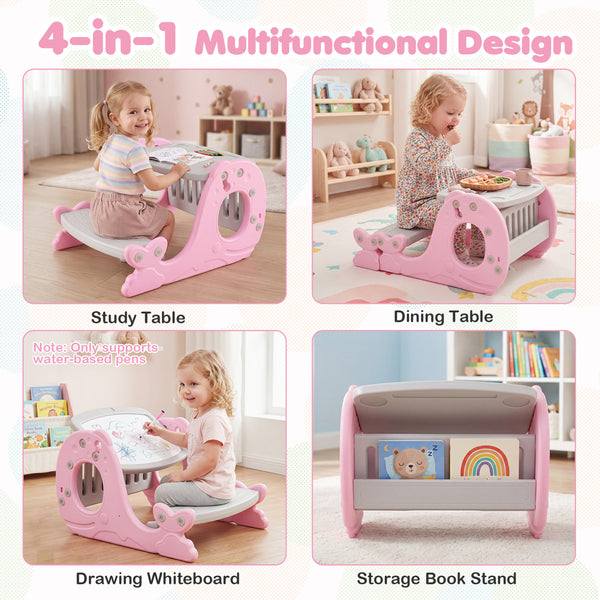 Convertible Kids Activity Table Set Toddler Easel with Erasable Whiteboard