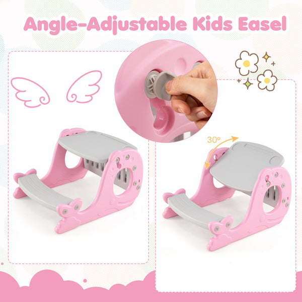 Convertible Kids Activity Table Set Toddler Easel with Erasable Whiteboard