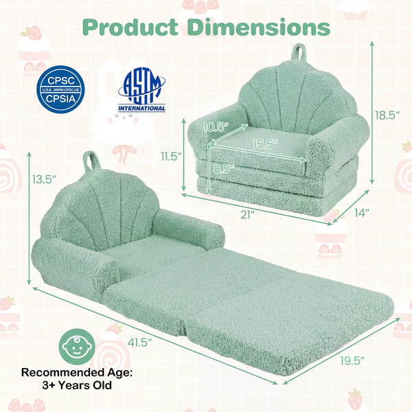 Convertible Kids Sofa 2-in-1 Fold out Toddler Couch Chair