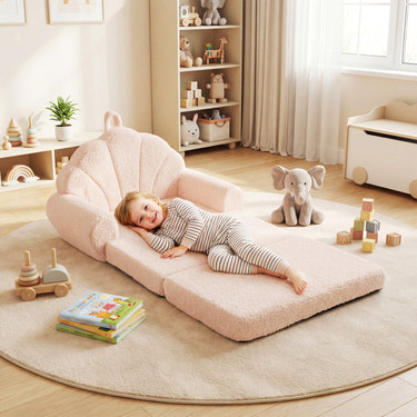 Convertible Kids Sofa 2-in-1 Fold out Toddler Couch Chair