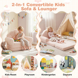 Convertible Kids Sofa 2-in-1 Fold out Toddler Couch Chair