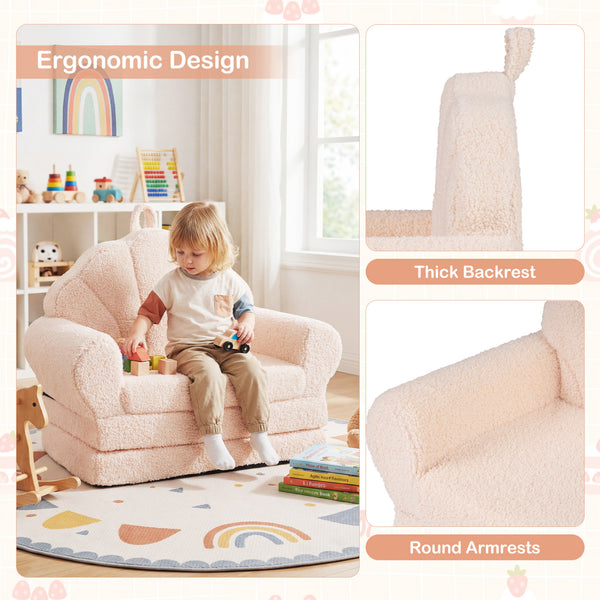 Convertible Kids Sofa 2-in-1 Fold out Toddler Couch Chair