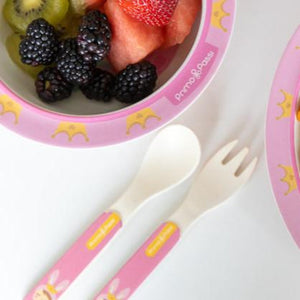Primo Passi Bamboo Kids Spoon and Fork Set Metoo 5.25"