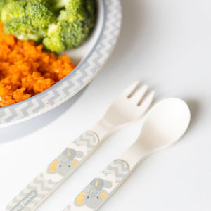 Primo Passi - Bamboo Fiber Kids, Spoon and Fork, Little Elephant