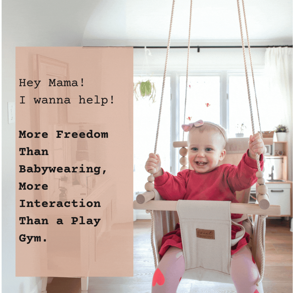 Vanilla indoor baby swing, cozy and stylish, perfect for soothing your little one.