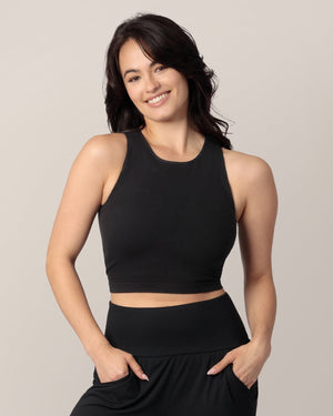 Sublime® Bamboo Maternity & Nursing Longline Bra Top | Black
