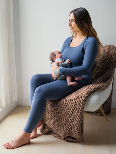 Jane Nursing Pajama Set | Slate Blue - MOOGCO Baby