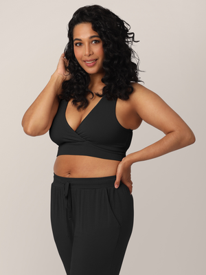 French Terry Racerback Nursing & Sleep Bra | Black