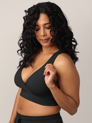 French Terry Racerback Nursing & Sleep Bra | Black