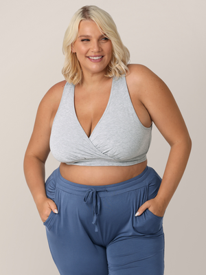 French Terry Racerback Nursing & Sleep Bra | Grey Heather - MOOGCO Baby