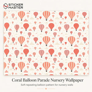 Coral Balloon Parade Nursery Wallpaper | Kids Room Wall Mural