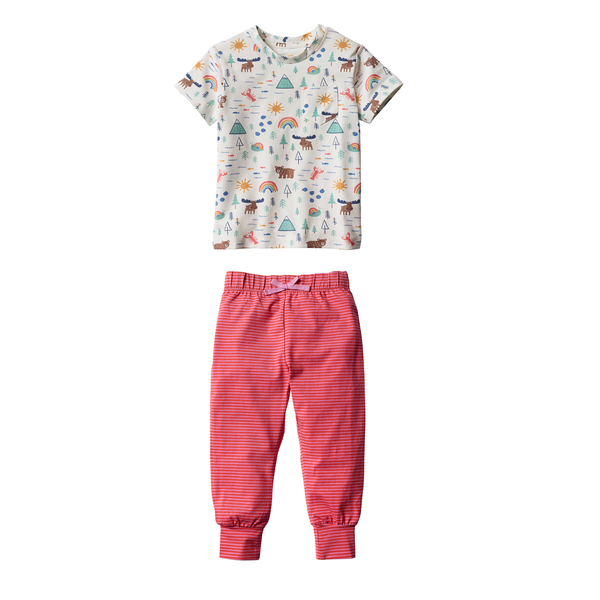jogger set - downeast daydreams, coral stripe
