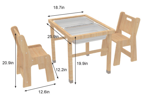 Cordia Wooden Kids Activity Table & Chair Set - Montessori-inspired for play and learning, shown at angle 19.