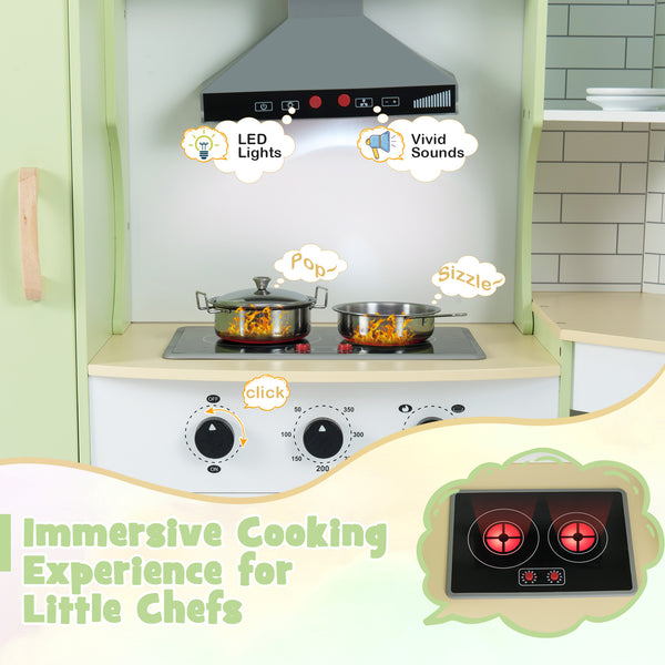 Corner Kids Play Kitchen with Washing Machine and Ice Maker Gift for Boys Girls