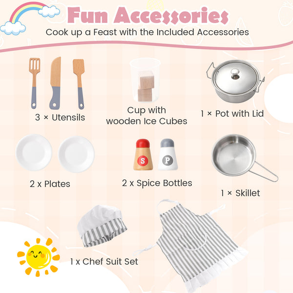 Corner Kids Play Kitchen with Washing Machine and Ice Maker Gift for Boys Girls