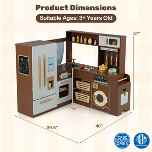 Corner Play Kitchen with Lights and Sounds for Ages 3+ - Realistic