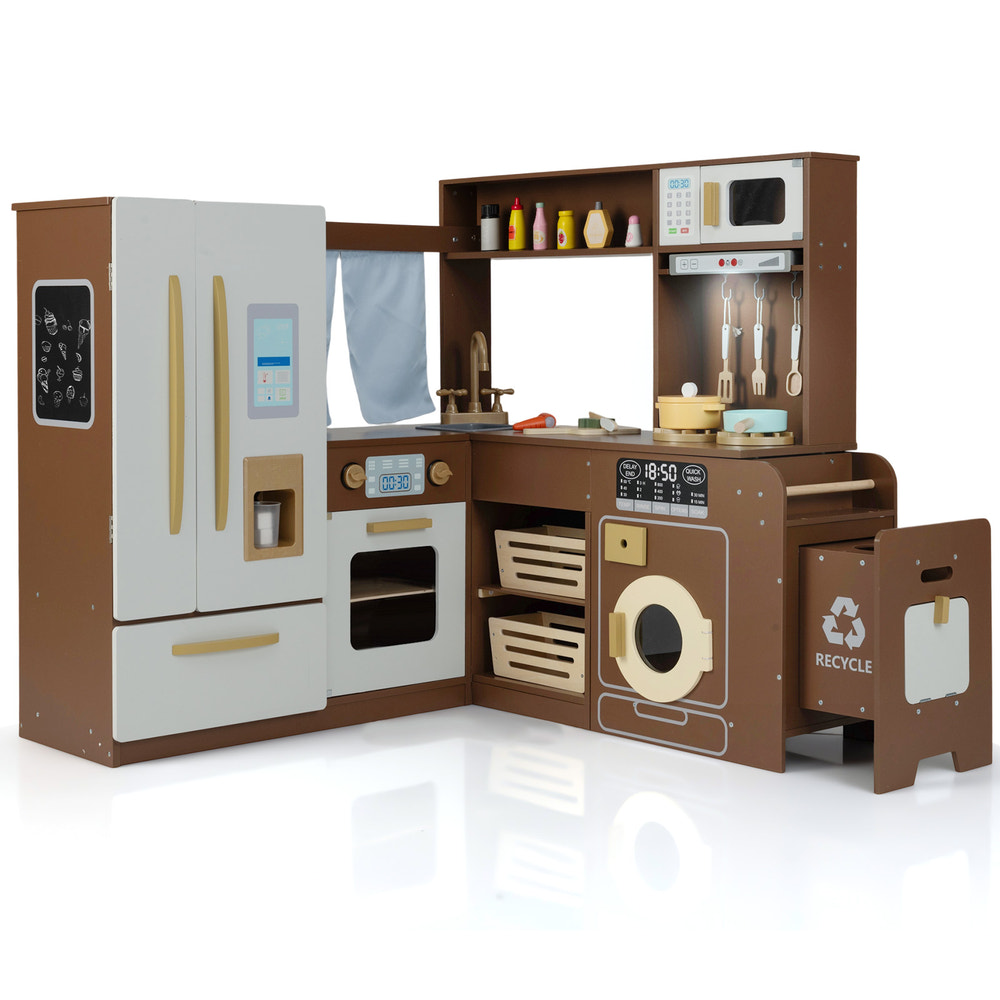 Corner Play Kitchen with Lights and Sounds for Ages 3+ - Realistic