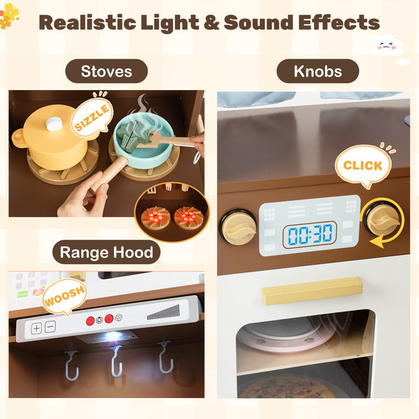 Corner Play Kitchen with Lights and Sounds for Ages 3+ - Realistic