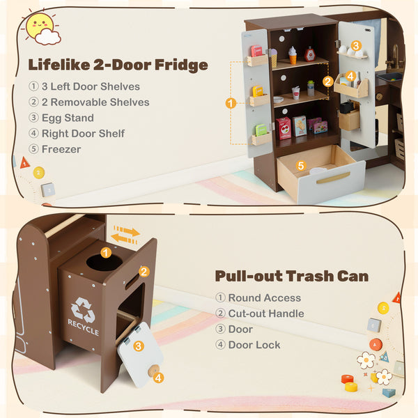 Corner Play Kitchen with Lights and Sounds for Ages 3+ - Realistic