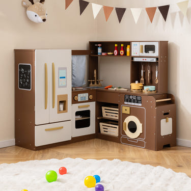 Corner Play Kitchen with Lights and Sounds for Ages 3+ - Realistic